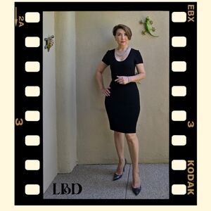 EUC Banana Republic Classic LBD, Deep Scoop Neckline, Short Sleeves, Size XS